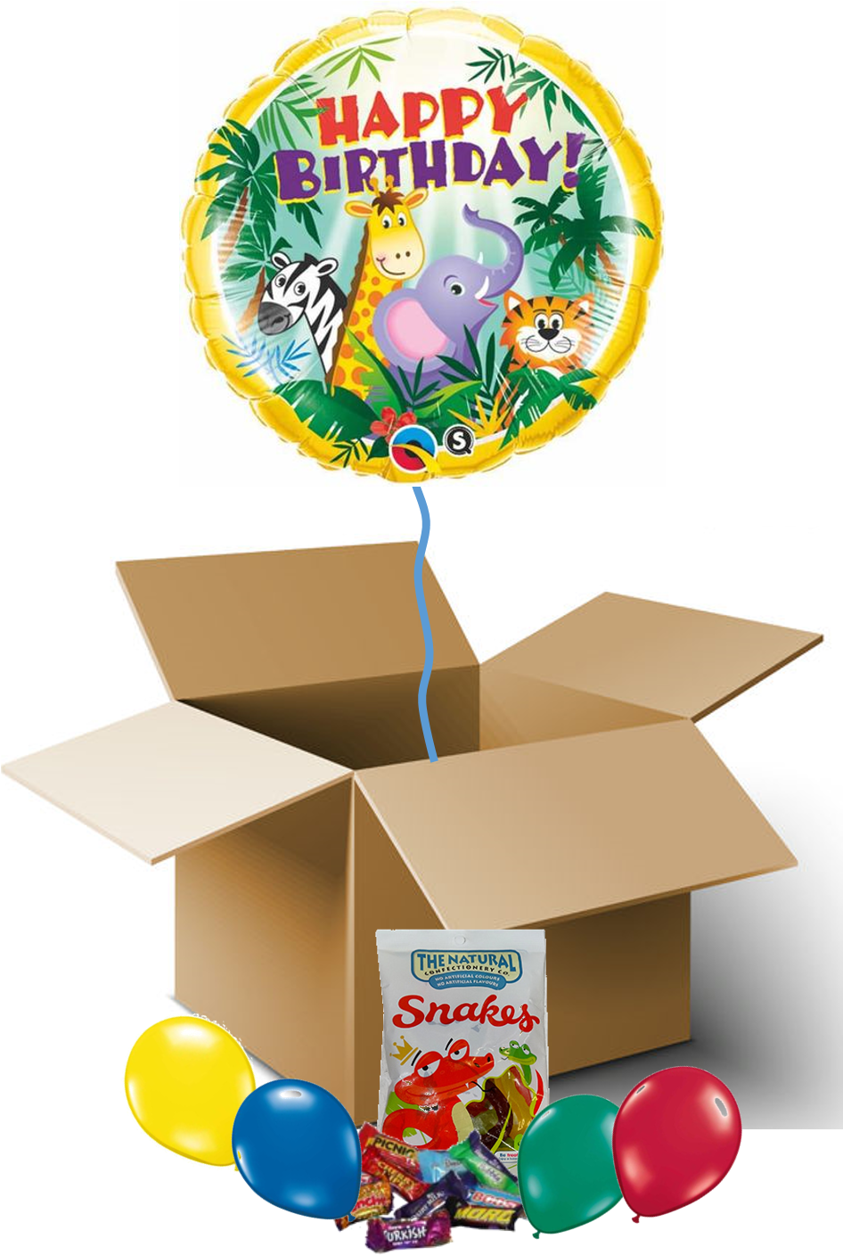 Jungle Birthday Wishes Balloon In A Box - Happy Birthday Jungle Theme (945x1430), Png Download