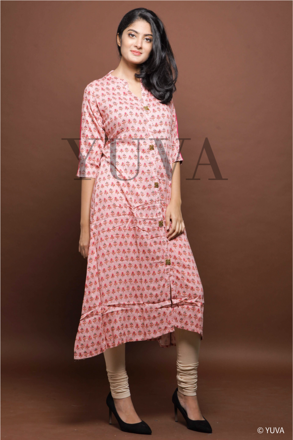Pastel Pink Rayon A-cut Kurti With Uneven Hemline - Photo Shoot (1500x1500), Png Download