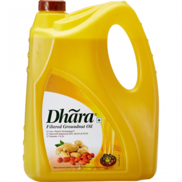 Dhara Filtered Groundnut Oil 5 Ltr - Dhara Filtered Groundnut Oil (600x600), Png Download