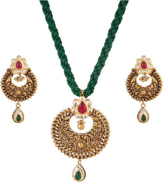 Mehandi Designed Gold Pendent - Necklace (600x593), Png Download