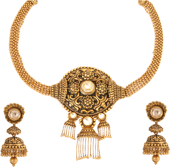 Ghungroo Pattern Necklace Set - Jewelry Making (600x545), Png Download