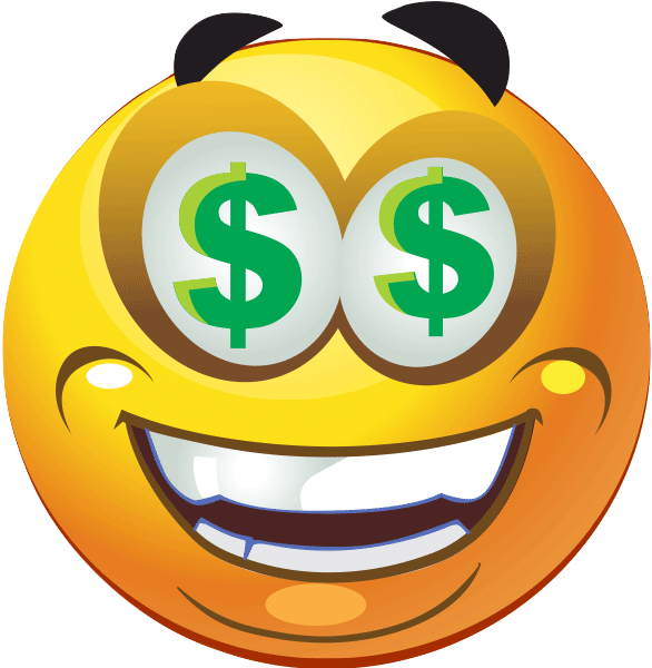 Dollar Signs Smiley Face Burned - Dollar Eyes Emoji (600x599), Png Download
