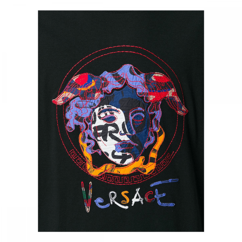 Versace Graffiti Logo T-shirt In Black - Versace Graffiti Shirt (1000x1231), Png Download