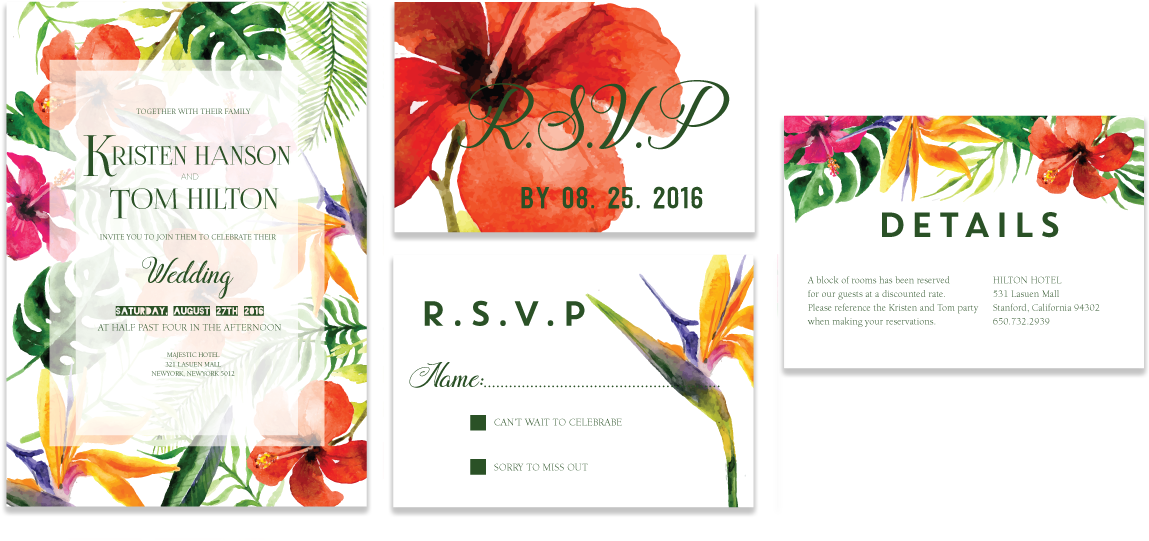 Tropical Flower Invitation Set - Fire Lily (1348x703), Png Download