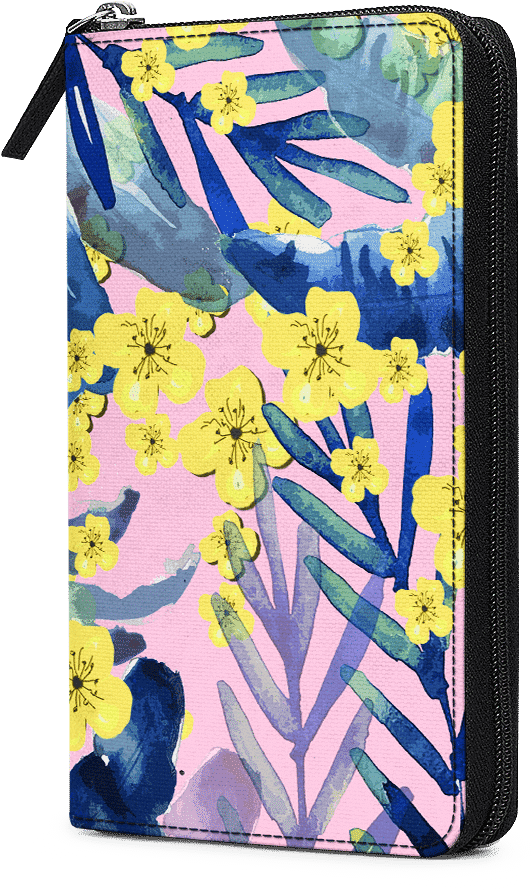 Dailyobjects Tropical Flower Yellow Blue Travel Organiser - Mobile Phone (537x900), Png Download