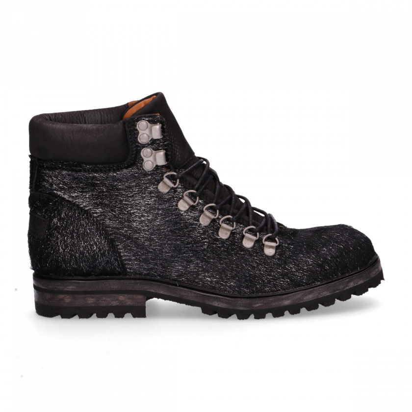 Hiker Boot Lace Up Haircalf Leather Silver Grey - Work Boots (840x840), Png Download