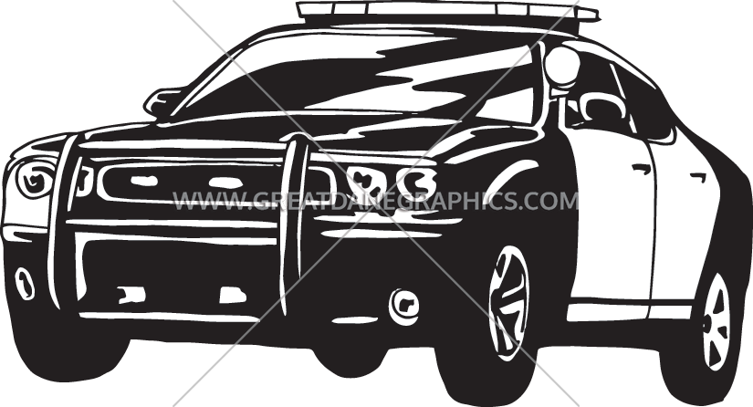 Police Car - Cop Car Black And White Illustration (825x446), Png Download