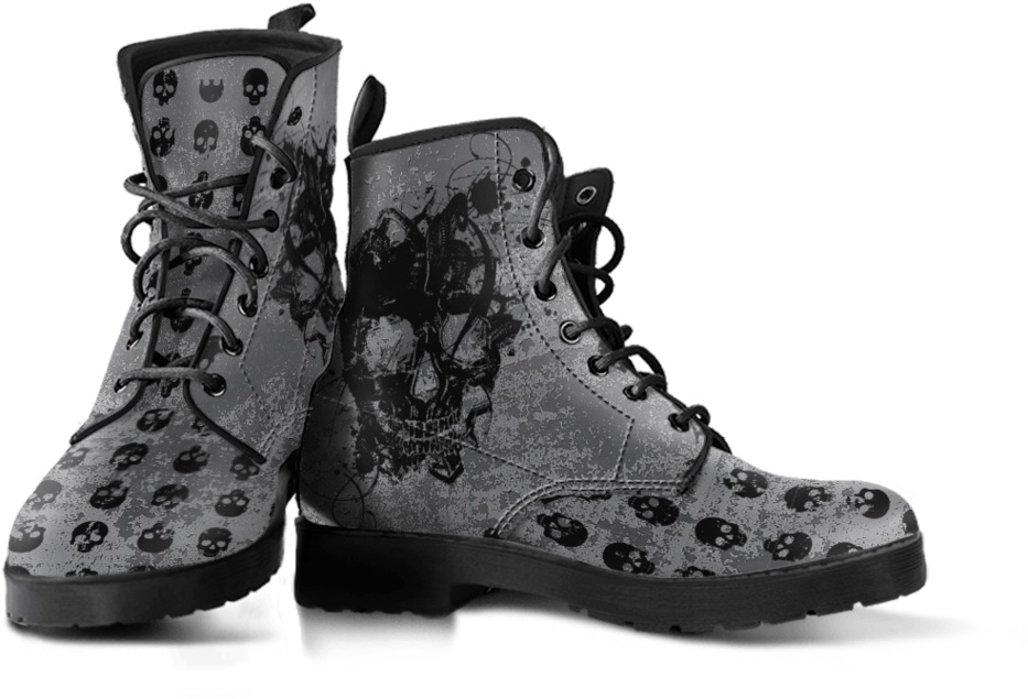 Skull Obsession Black Skull Leather Boots - Steampunk Boots Mens (1024x873), Png Download
