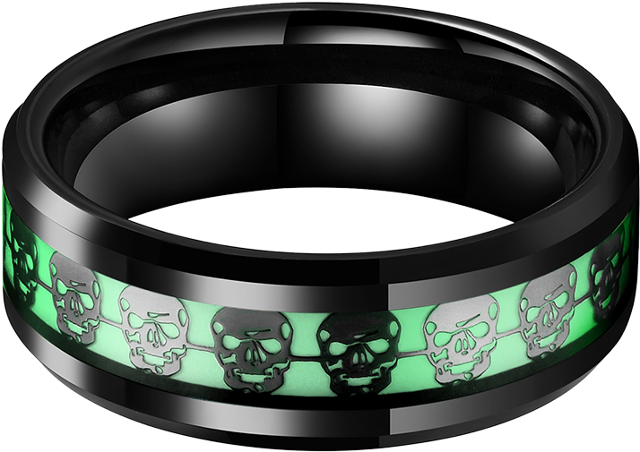King Will Aurora™ Wedding Ring Black Skull Pattern - Bangle (1100x1100), Png Download