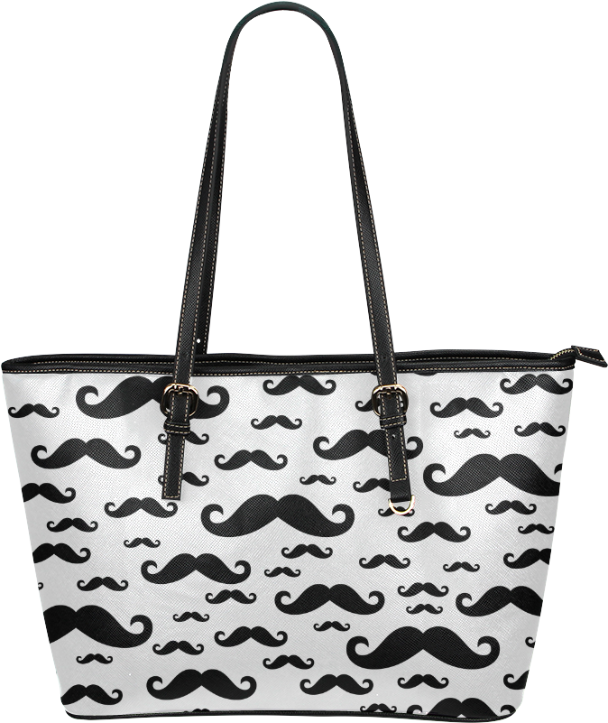 Black Handlebar Mustache / Moustache Pattern Leather - Tote Bag (1000x1000), Png Download