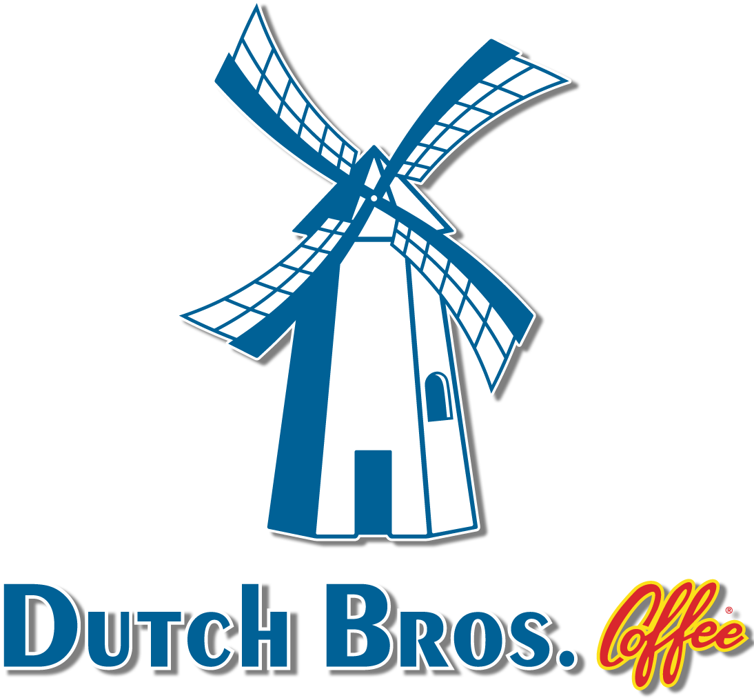 Dutch Bros Coffee Text Logo With Windmill Color Vert - Dutch Bros Logo (1112x1013), Png Download