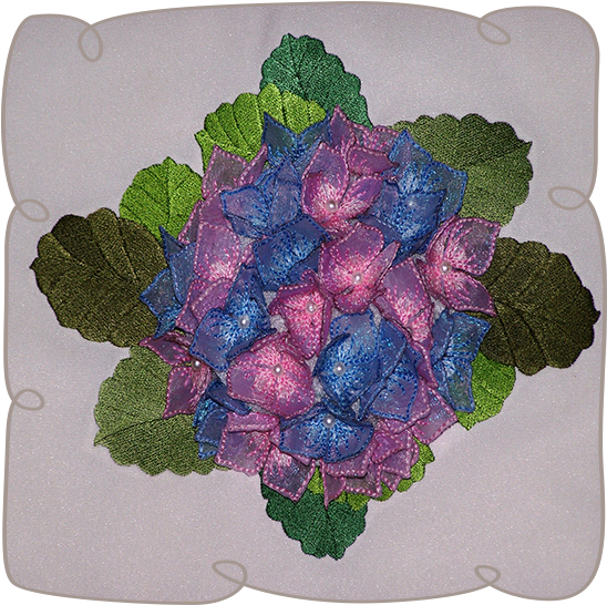 Hydrangea Fabric Flower Pillow - Fabric Flowers Pillows (580x580), Png Download