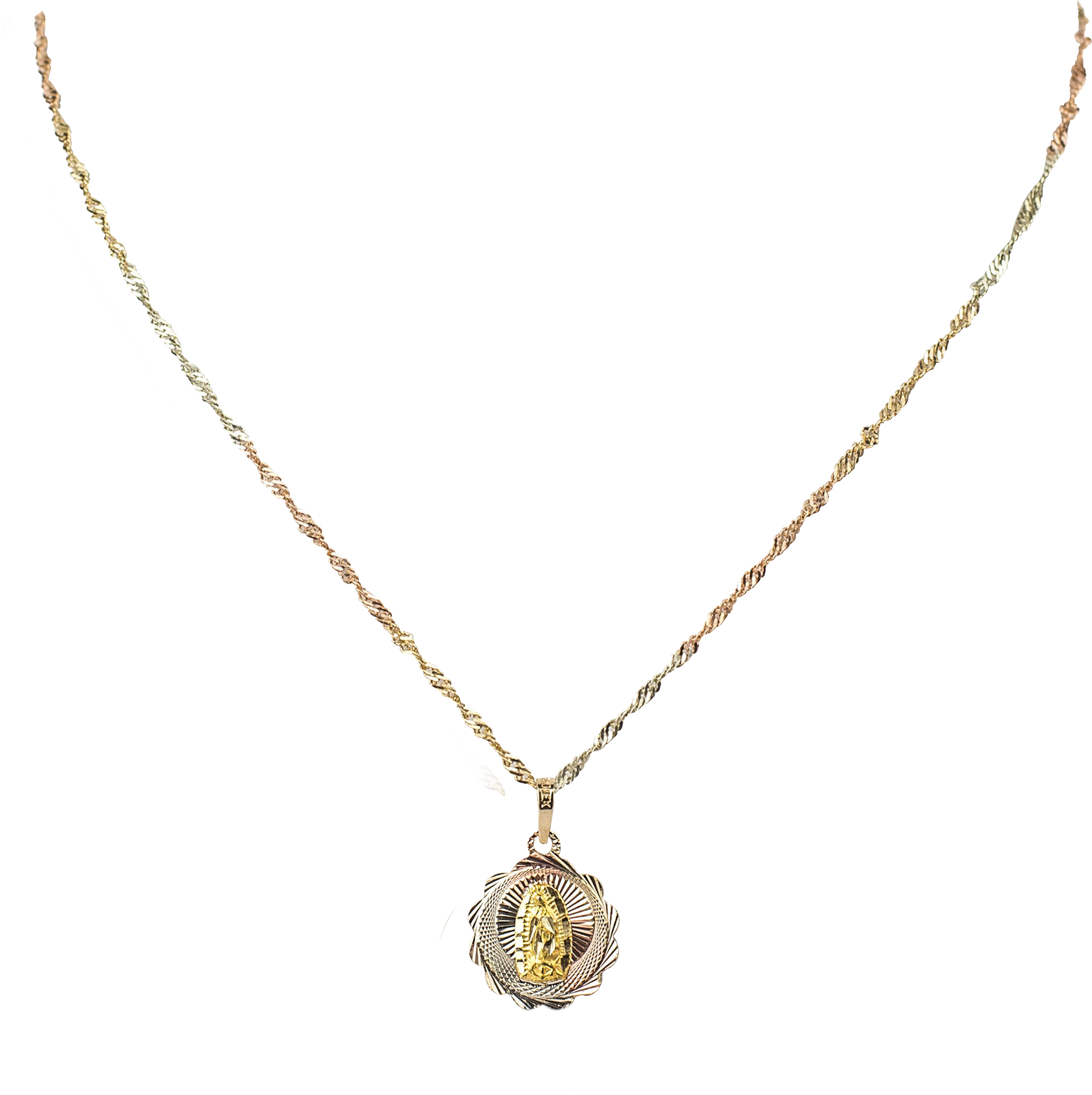 Medalla Redonda / Flor Virgen De Guadalupe - Necklace (2551x2551), Png Download