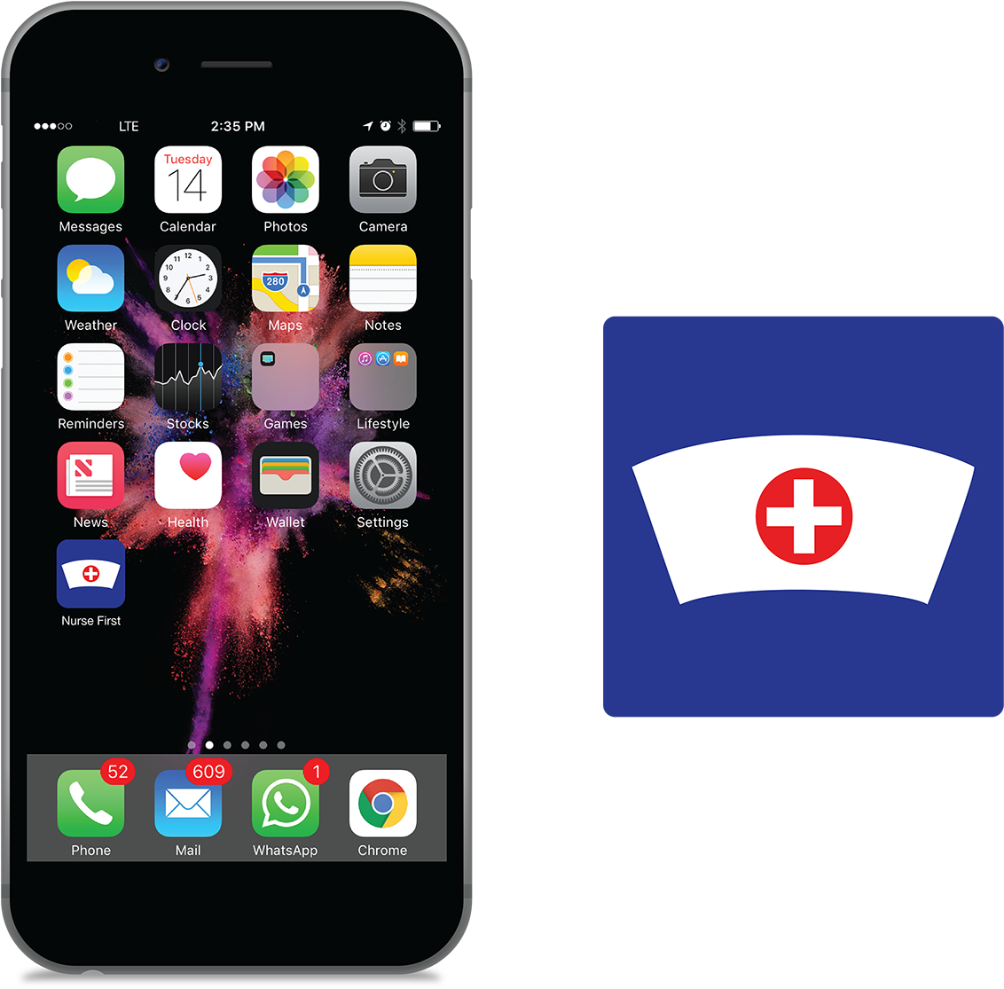 A Simple Design With A Classic Nurse Hat - Lcd Iphone 7 (1323x1323), Png Download