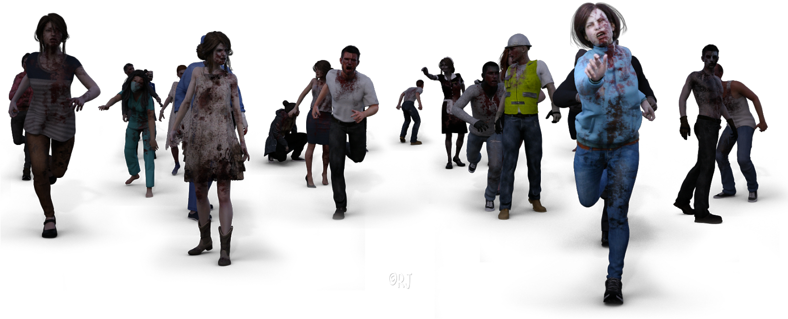 Download HD Just A Zombie Crowd To Chase You - Walking Transparent PNG  Image - NicePNG.com, image size:1601x649