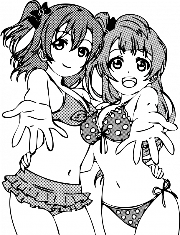 Clip Freeuse Library Honoka And Kotori - Cartoon (800x800), Png Download