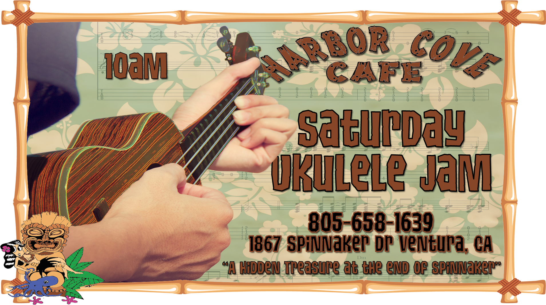 Saturday Night Ukulele Jams At Harbor Cove Cafe - Poster (1920x1080), Png Download