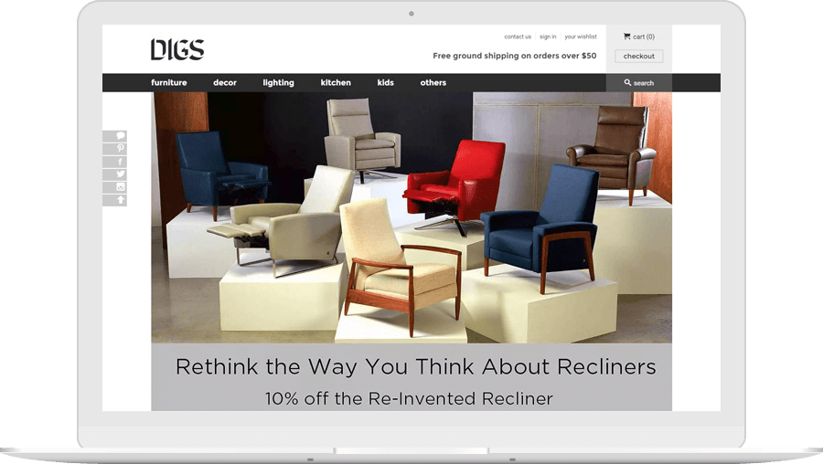 Digs Showroom - Web Page (900x508), Png Download