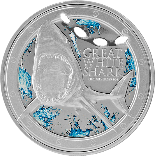 148533 Rev-570 - Great White Shark Nz Mint (570x570), Png Download