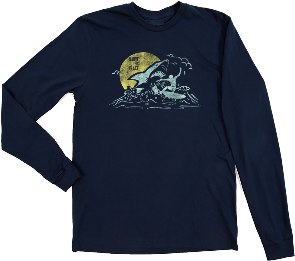 Unisex Great White Organic Cotton Long Sleeve - Long-sleeved T-shirt (1024x922), Png Download