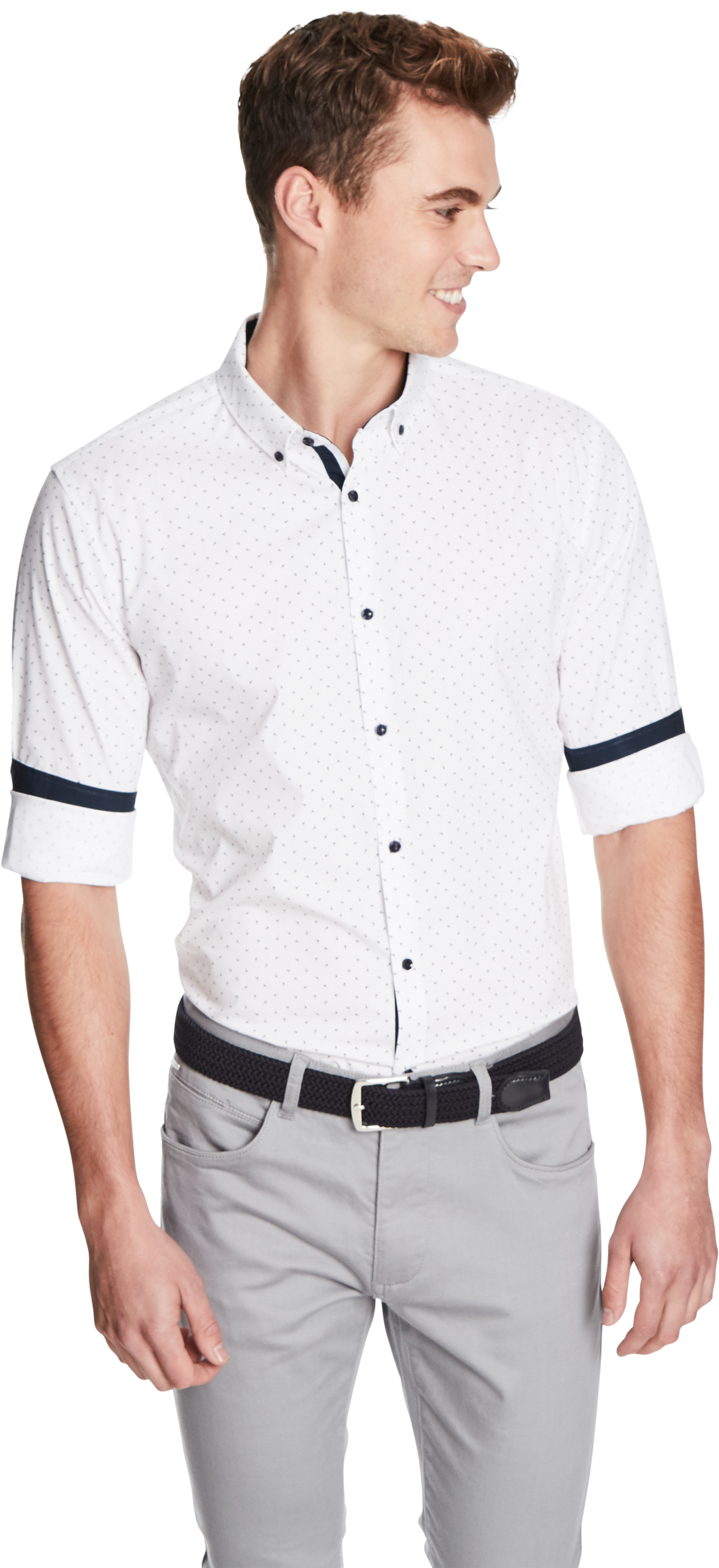 White Bow Slim Fit Shirt - Man (3000x3000), Png Download