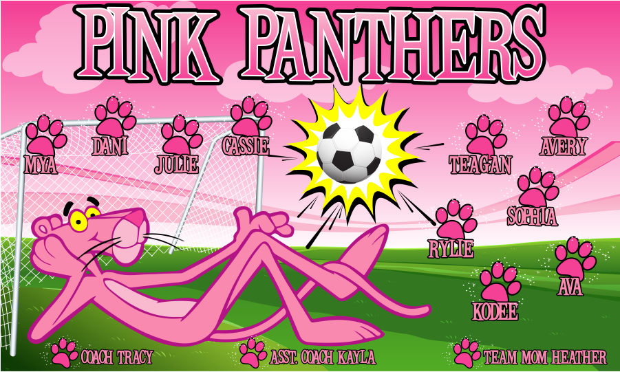 3'x5′ Vinyl Banner Pink Panthers - Illustration (900x900), Png Download