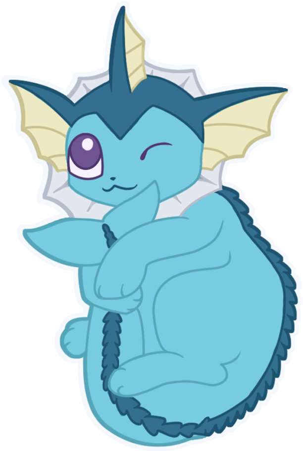 Chibi Vaporeon Pokemon Sticker - Cartoon (1000x1000), Png Download