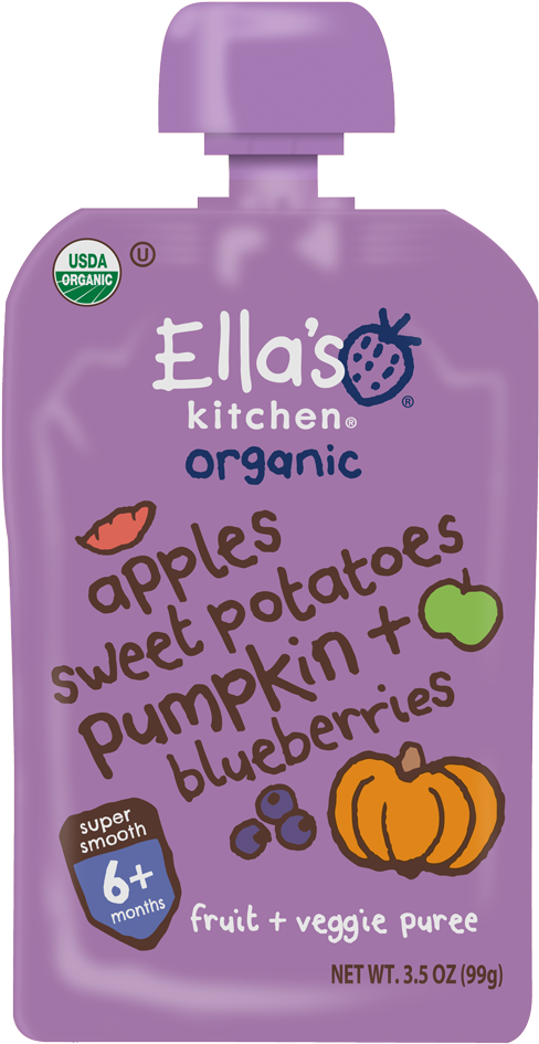 Apple Sweet Potato Pumpkin Blueberries - Ella's Kitchen (533x1000), Png Download