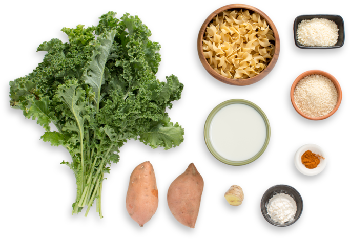 Creamy Sweet Potato & Kale Casserole With Spiced Coconut - Cruciferous Vegetables (700x477), Png Download