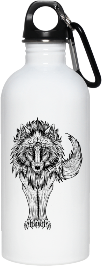 Native Black Wolf 20 Oz - Water Bottle (1024x1024), Png Download