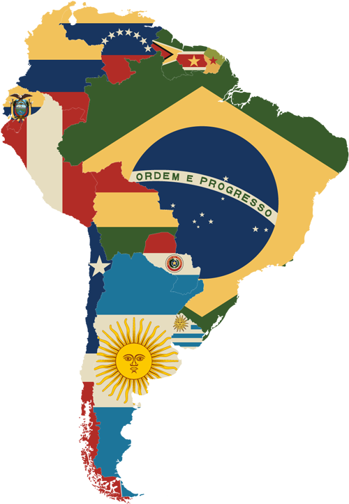 South America Map With Flags - Mapa De America Del Sur Con Banderas (500x723), Png Download
