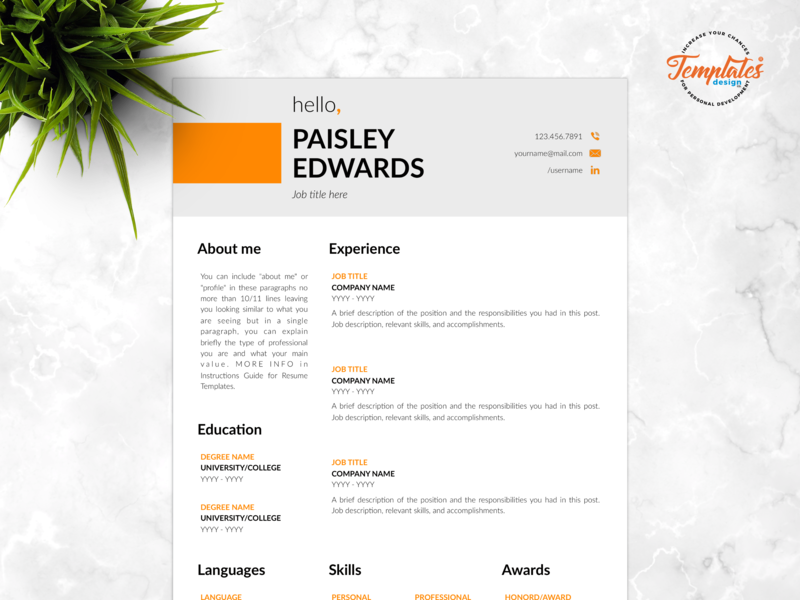Resume Template For Word And Pages "paisley Edwards" - Résumé (800x600), Png Download