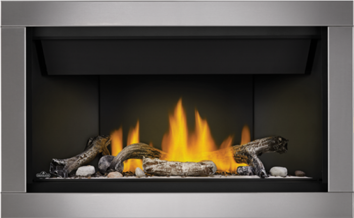 Ascent Linear 36 Shown With Stainless Steel Surround - Napoleon Bl36nte Direct Vent Linear Gas Fireplace (700x700), Png Download