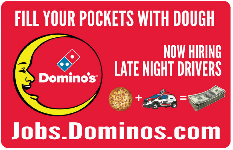 "now Hiring Late Night Drivers" Counter Mat 4-pack - Domino's Pizza (800x800), Png Download