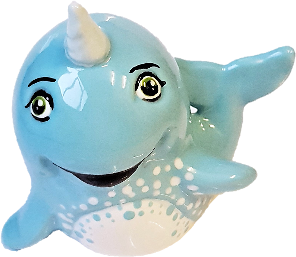 Narwhal Party Animal Bisque Ceramic Figure For Painting - Figurine (1200x1074), Png Download