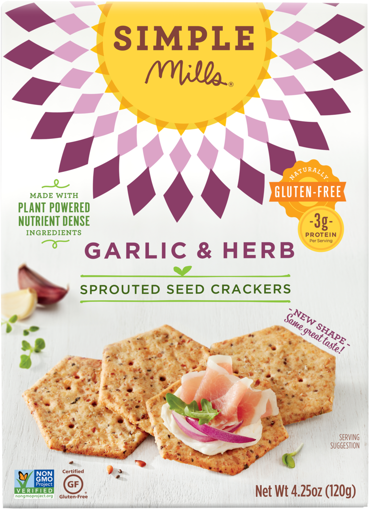 Garlic & Herb Sprouted Seed Crackers (1024x1024), Png Download