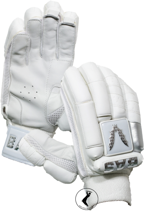 Bas Vampire Pro White Silver Cricket Batting Gloves - Football Gear (484x700), Png Download