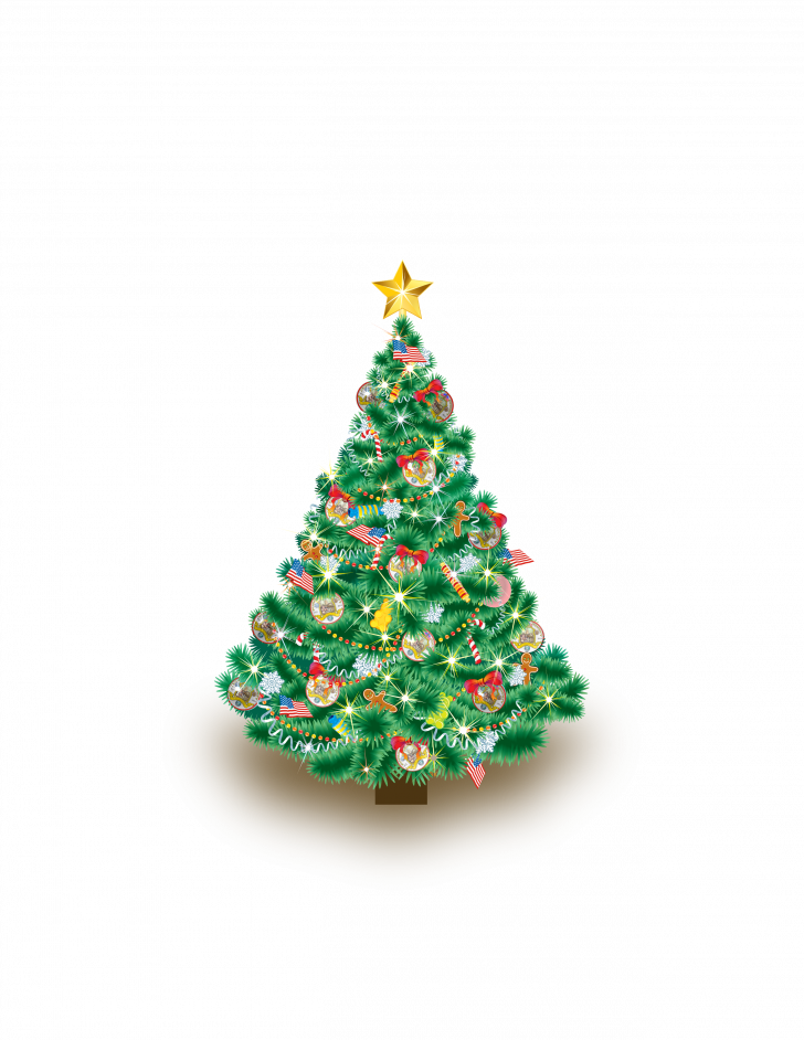 Merry Christmas Green Png - Christmas Tree Public Domain (728x942), Png Download