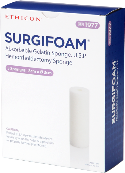 Surgifoam® Absorbable Gelatin Sponge Hemorrhoidectomy - Ethicon Surgifoam Absorbable Gelatin Sponge (1000x560), Png Download