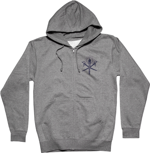 Crossed Swords Grey Zip Hooded Sweatshirt - Hoodie (500x682), Png Download
