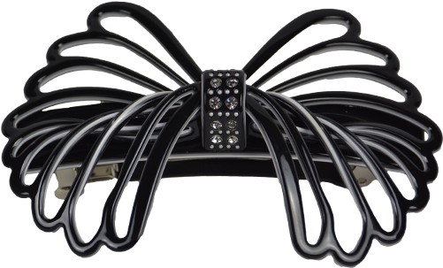 Rwp80436 Black Bow Clip - Butterfly (600x600), Png Download