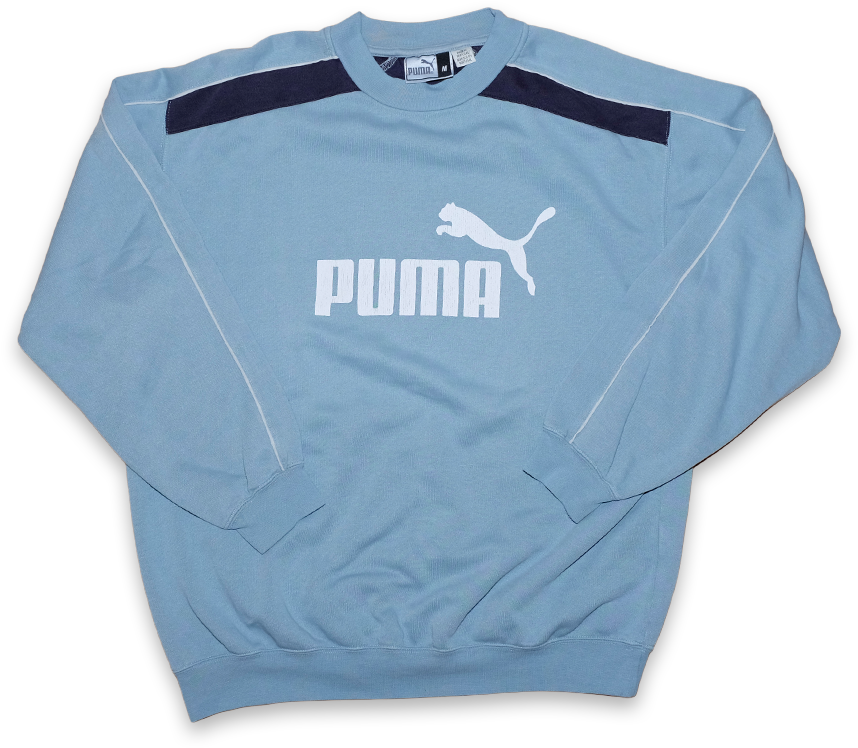 Vintage Puma Logo Print Crewneck Sweatshirt (900x900), Png Download