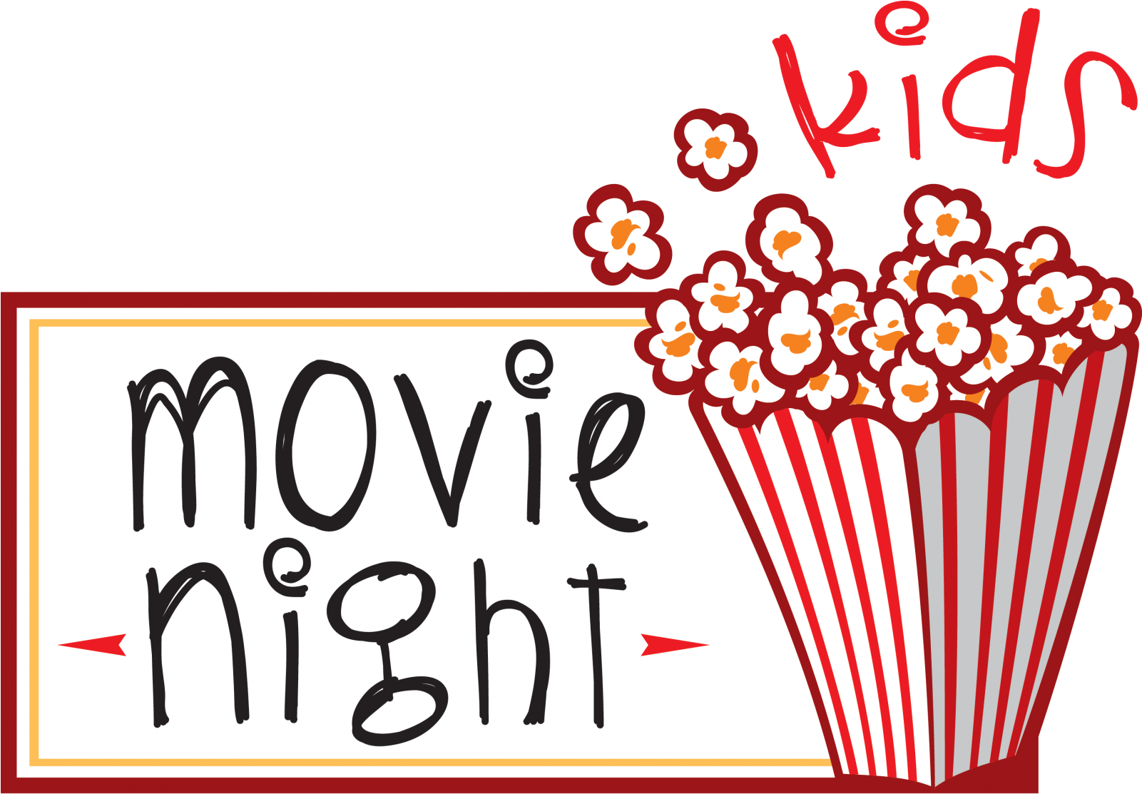 Kids Movie Night - Popcorn (1600x1123), Png Download