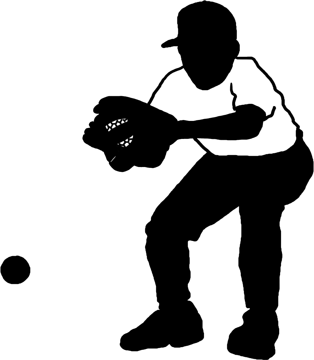 Svg Library Black White Drawing Silhouette Of A Drawingsilhouette - Silhouette Baseball Player Transparent Background (1254x1317), Png Download
