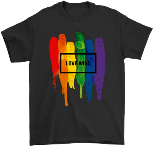 Watercolor Lgbt Love Wins Rainbow Paint Typographic - Eat Sleep Fortnite Repeat Shirt (600x600), Png Download