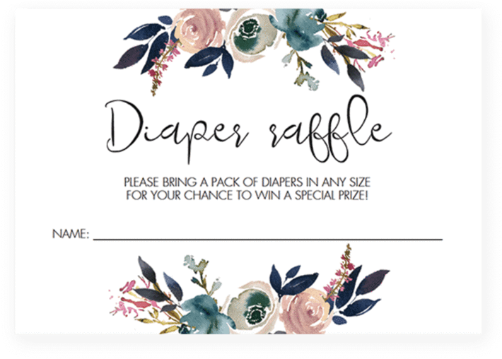 Watercolor Floral Baby Shower Diaper Raffle Tickets - Party (819x1024), Png Download