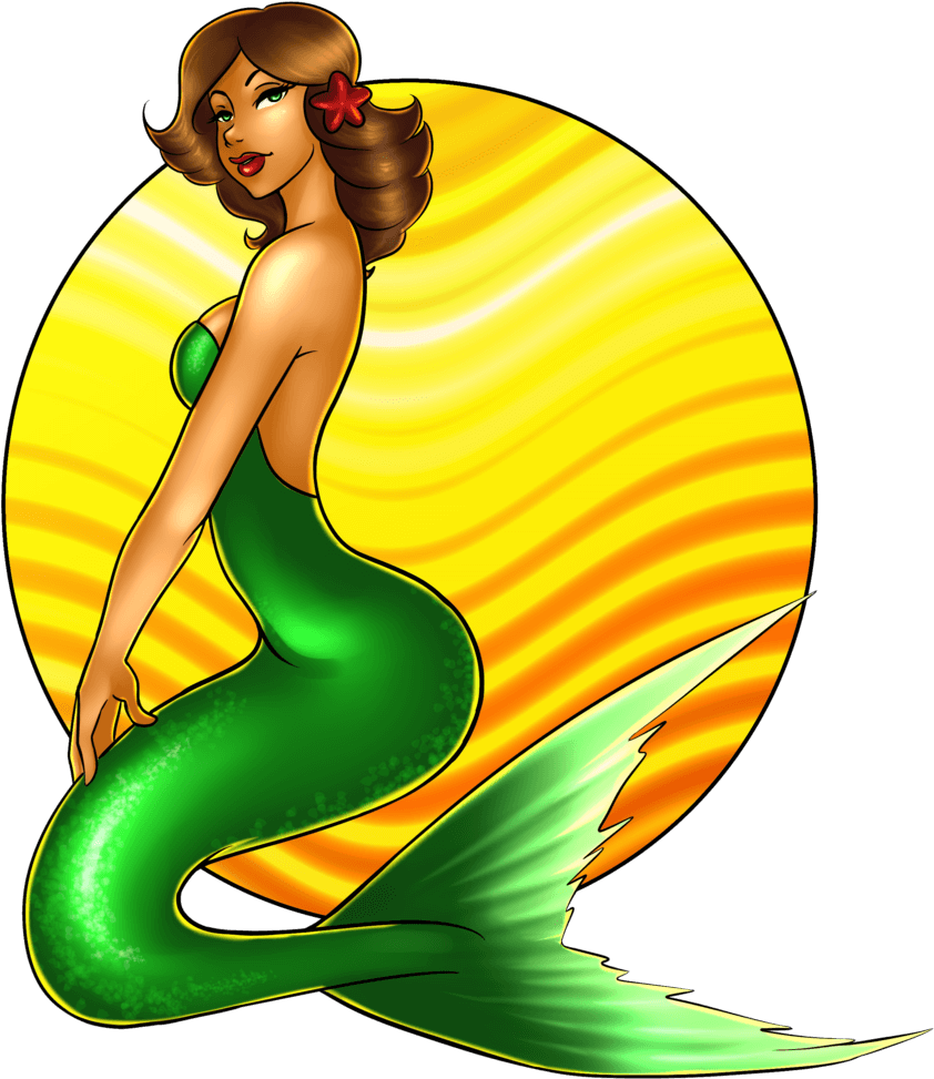 Vintage Mermaid Clipart Free - Mermaid Pinup Png (900x1273), Png Download