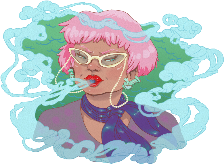 Highbrarian - Drawing Smoke Weed Artwork (800x589), Png Download
