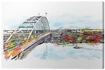 Watercolor Splash With Sketch Illustration Of Famous - Illstration Of Portland Oregon (400x400), Png Download