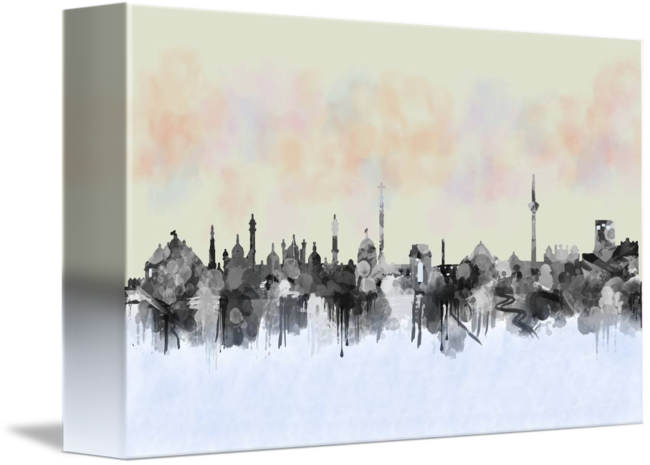 "new Delhi City Skyline Watercolor" By Mary Alhadif, - Artist (650x465), Png Download